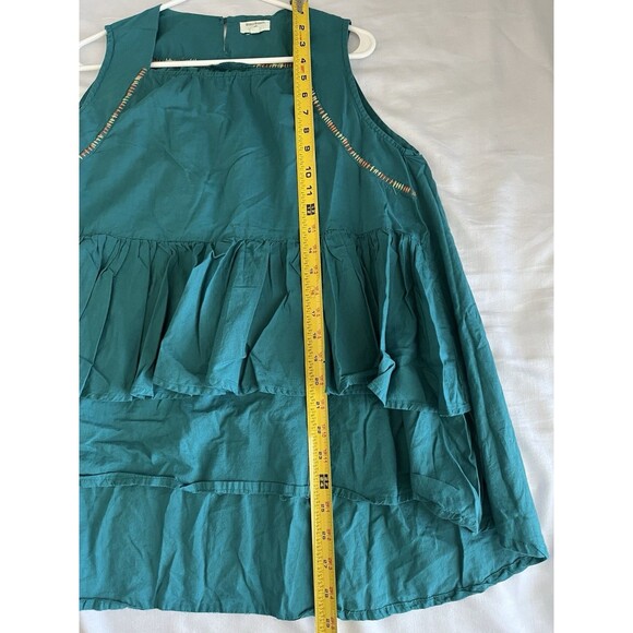 World Market Tiered Teal Sleeveless Women’s Top Embroidered Peplum Boho Sz S/M - Picture 8 of 8